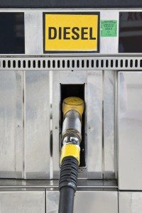 Close up of a diesel gas pump nozzle